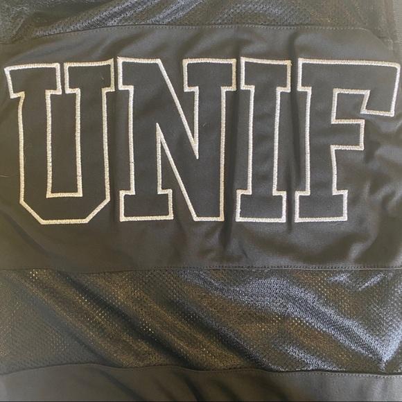 UNIF Dev Jersey Dress‎ Mesh Sheer Panel Black White - Picture 8 of 15